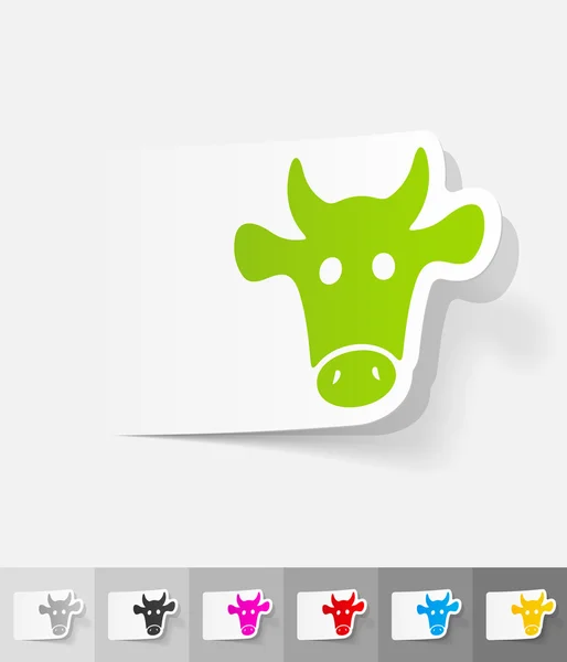 Hocico etiqueta de papel de vaca — Vector de stock