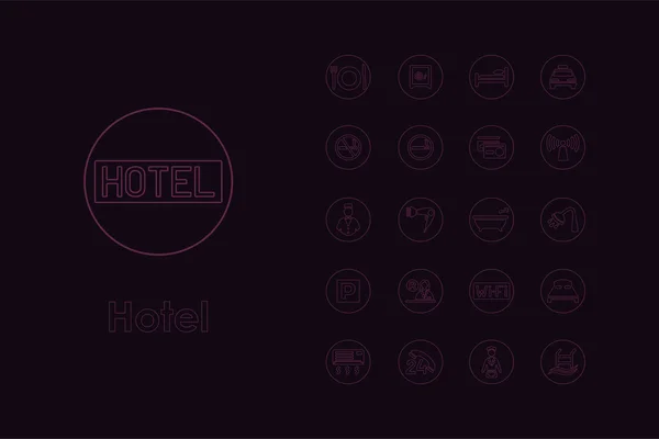 Conjunto de iconos simples del hotel — Vector de stock