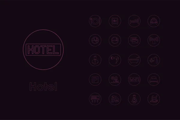 Reihe einfacher Hotelsymbole — Stockvektor