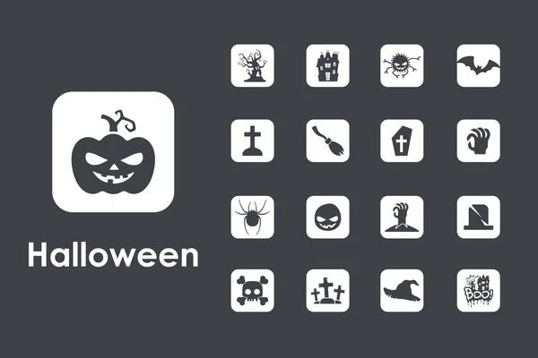 Conjunto de iconos simples de Halloween — Vector de stock