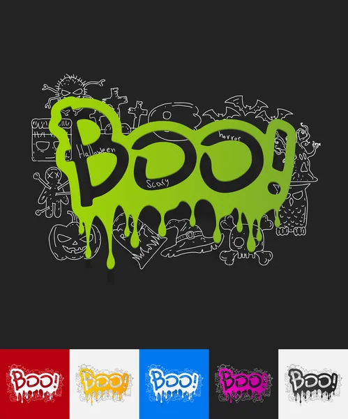 Boo paper sticker — Stock Vector