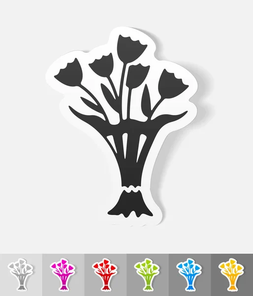 Boeket van bloemen papier sticker — Stockvector