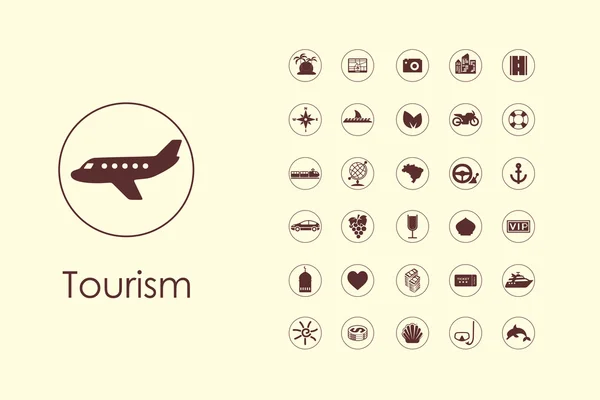 Conjunto de iconos simples de turismo — Vector de stock