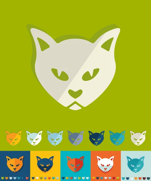 Icono de gato en diseño plano — Vector de stock