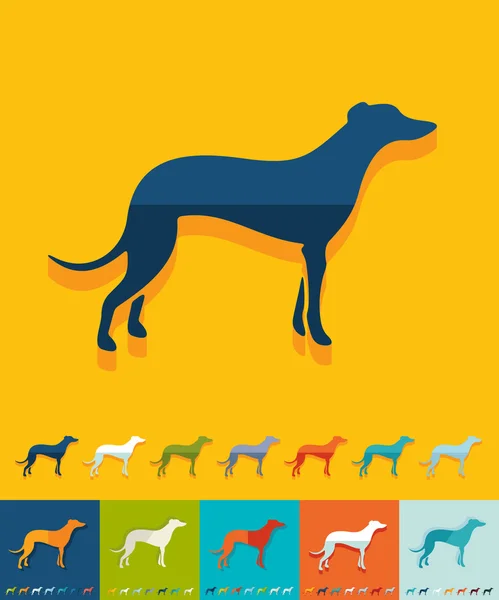 Greyhound pictogram in plat ontwerp — Stockvector