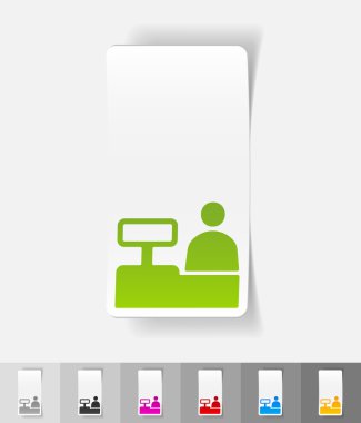 Satıcı sayaç kağıt etiket arkasında