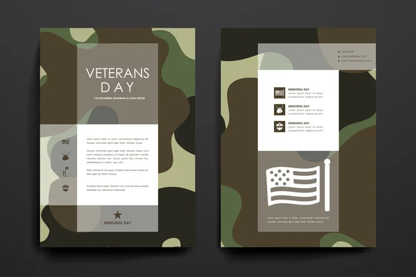 Poster templates in veterans day style — Stock Vector