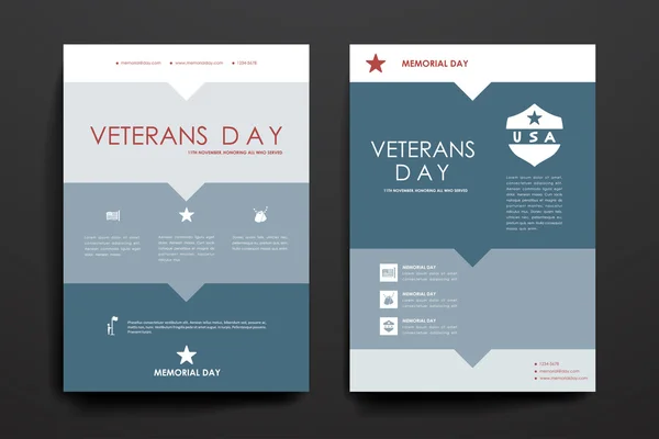 Шаблоны плакатов в стиле Дня ветеранов — стоковый вектор