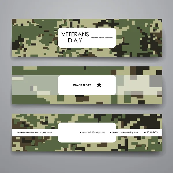 在退伍军人节风格横幅模板 — 图库矢量图片