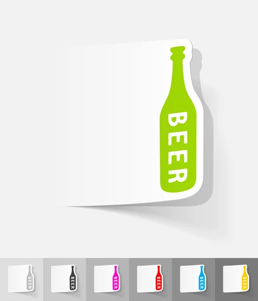 Fles bier papier sticker — Stockvector