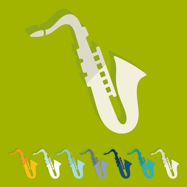 Diseño plano: icono de saxofón — Vector de stock