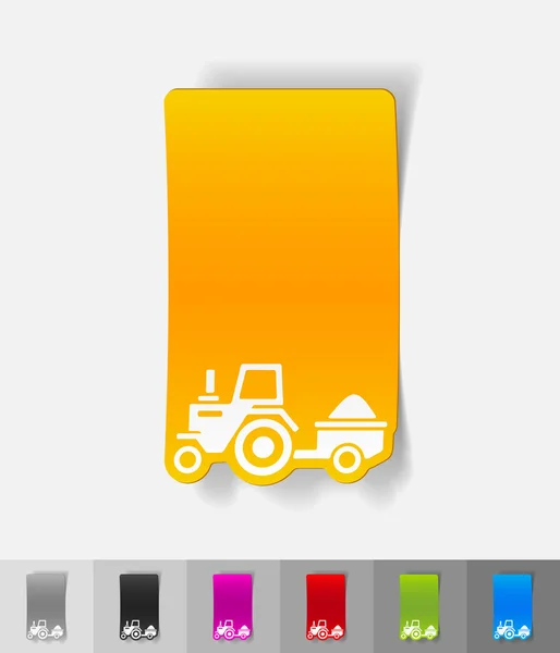 Tractor with trailer paper sticker — Stock Vector