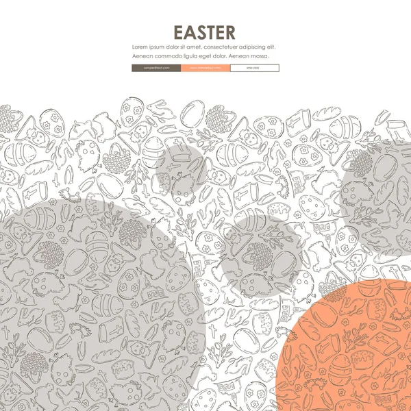 Diseño de plantilla de sitio web de Pascua Doodle — Vector de stock