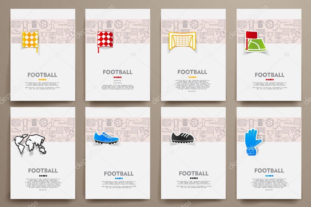 Templates set with doodles football theme