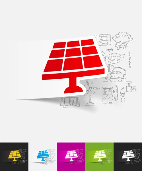 Solar batterij papieren stickers — Stockvector