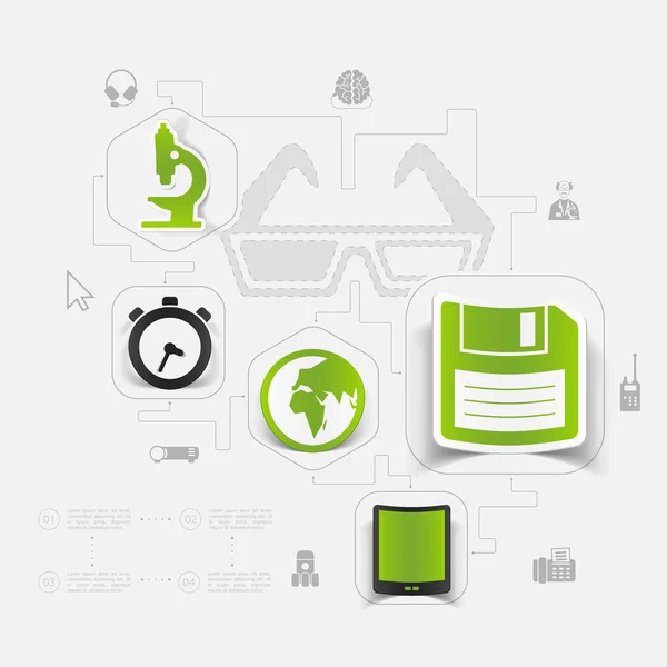 Technology green sticker infographic — Stock Vector