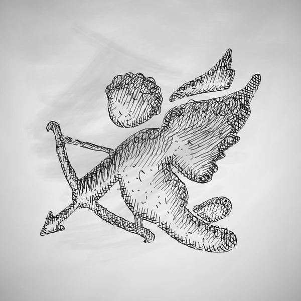 Ikona ruky nakreslené anděl — Stockový vektor