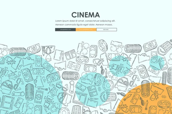 Cinema Doodles Design de modelo de site —  Vetores de Stock