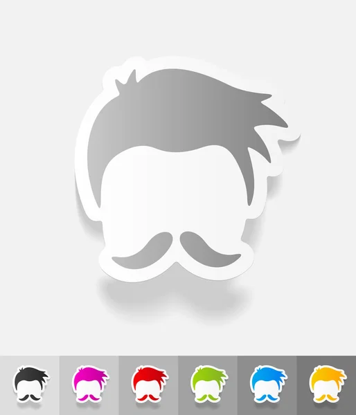 Autocollant papier moustache et coiffure — Image vectorielle