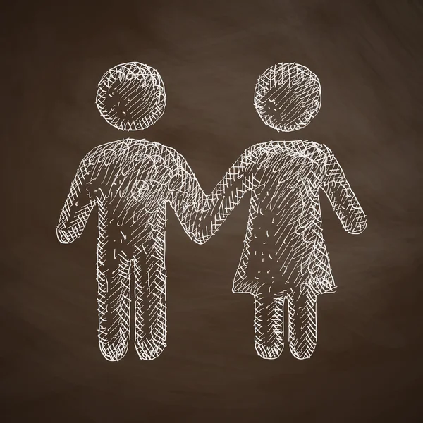 Couple dessiné à la main dans l'icône amour — Image vectorielle