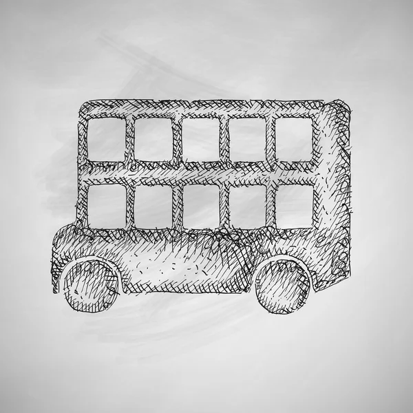 El çekilmiş otobüs Çift katlı alçak taban simgesi — Stok Vektör
