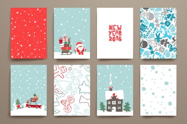 Neşeli Noel kartı şablonları kümesi