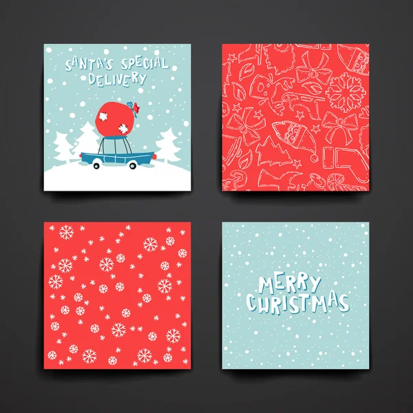 Merry Christmas Set Of Card Templates — Stock Vector