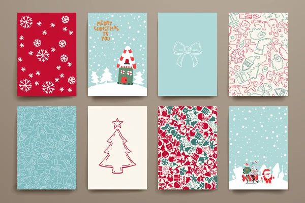 Joyeux Noël ensemble de modèles de cartes — Image vectorielle