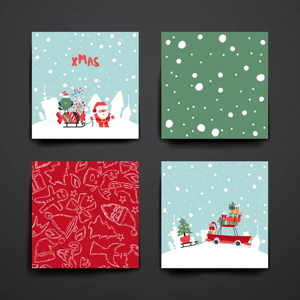 Feliz Navidad conjunto de plantillas de tarjetas — Vector de stock