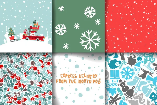 Feliz Navidad conjunto de plantillas de tarjetas — Vector de stock