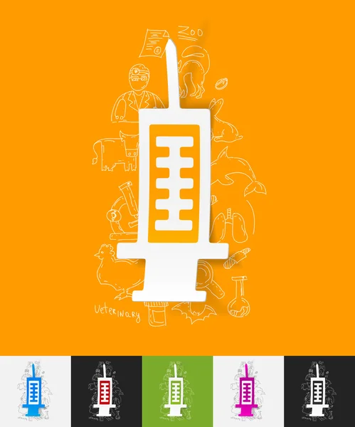 Syringe paper stickers — Stock Vector