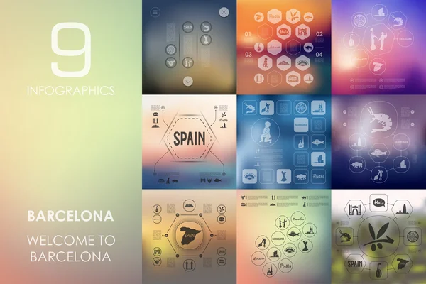 Barcelona Infographic odaklanmamış arka plan ile — Stok Vektör