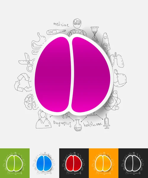 Hjärnan papper klistermärken — Stock vektor