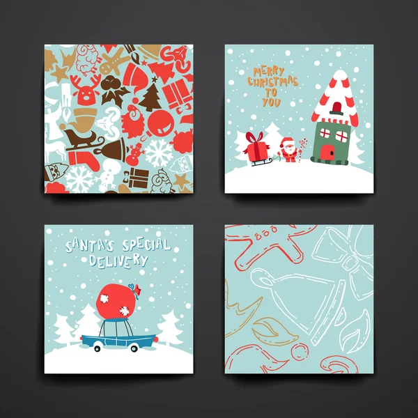 Merry Christmas Set Of Card Templates — Stock Vector