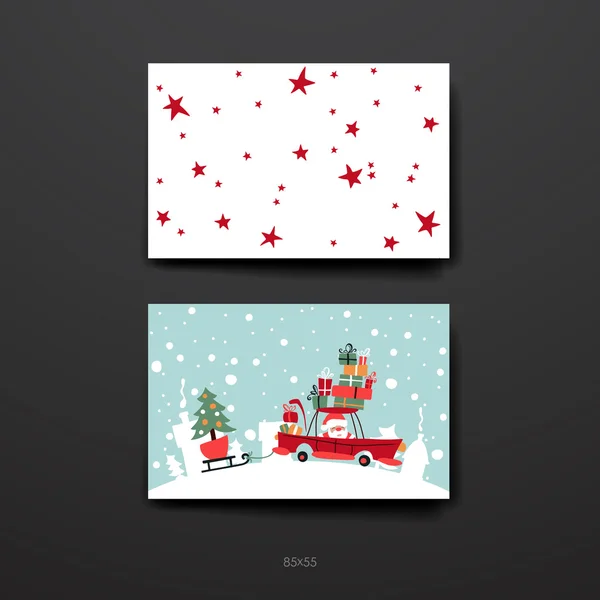 Рождественский набор открыток — стоковый вектор