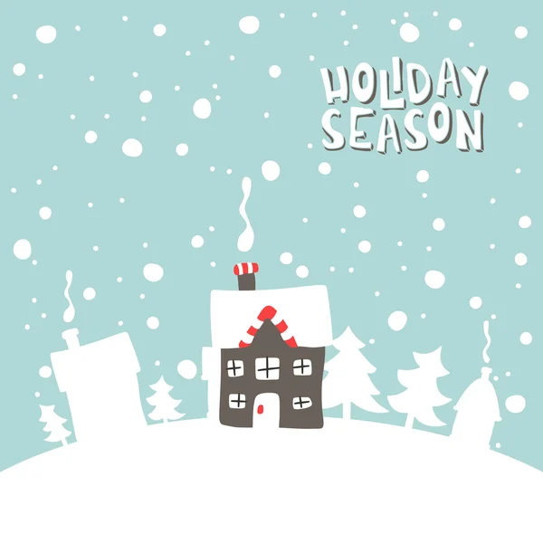 House on a snowy background. — Stock Vector