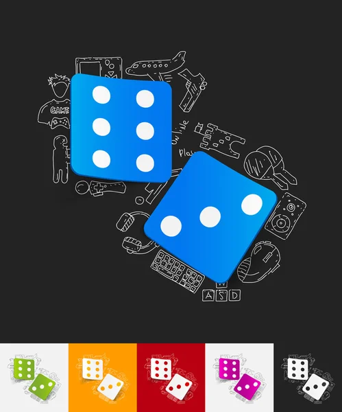 Dice paper stickers — Stock Vector