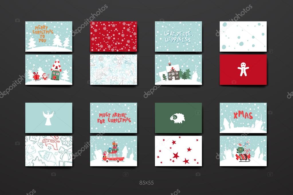 Merry Christmas Set Of Card Templates