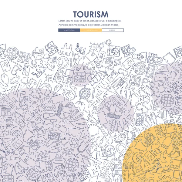 Turismo Doodle Website Template Design — Vetor de Stock