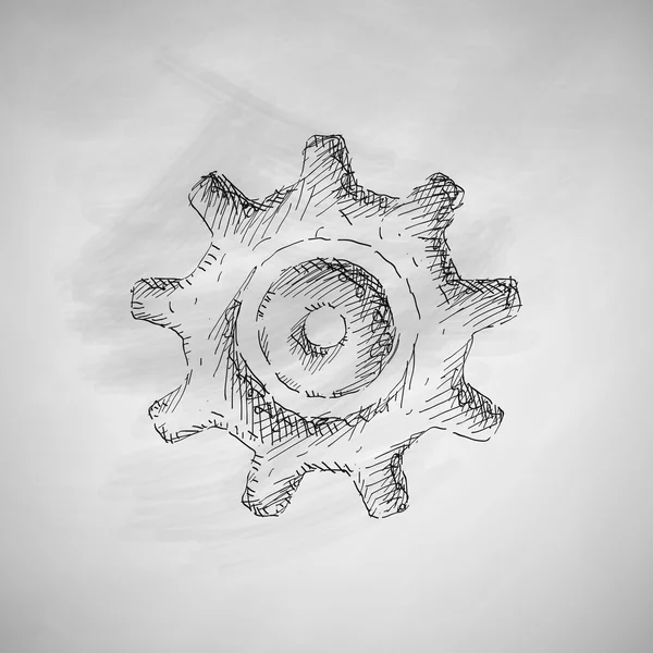 Icono cogwheel dibujado a mano — Vector de stock