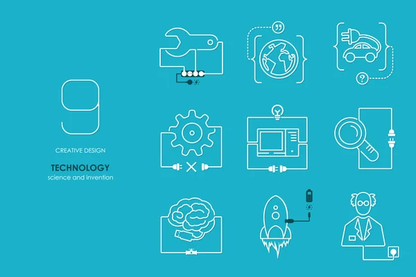 Płaska konstrukcja połączenia technologii ikon — Wektor stockowy