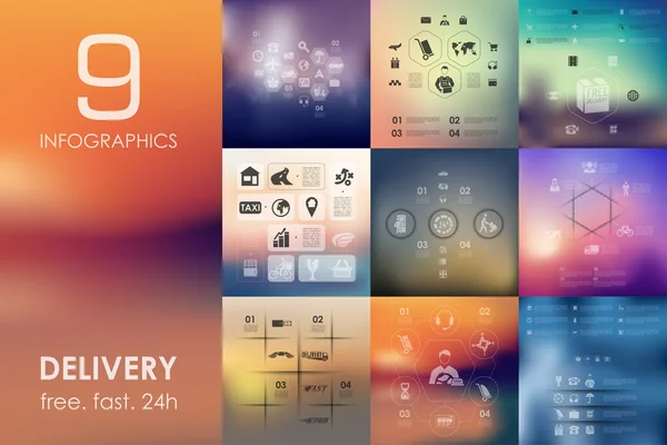 Infografía de entrega con antecedentes desenfocados — Archivo Imágenes Vectoriales