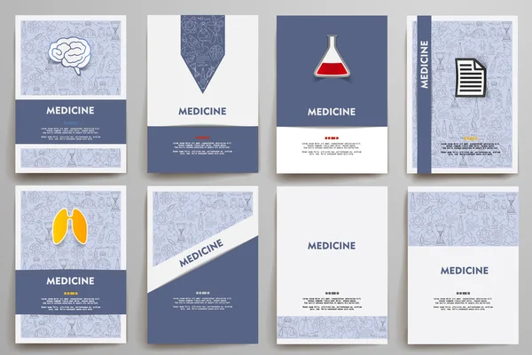 Εταιρική ταυτότητα διάνυσμα πρότυπα σύνολο με doodles ιατρική ου — Διανυσματικό Αρχείο