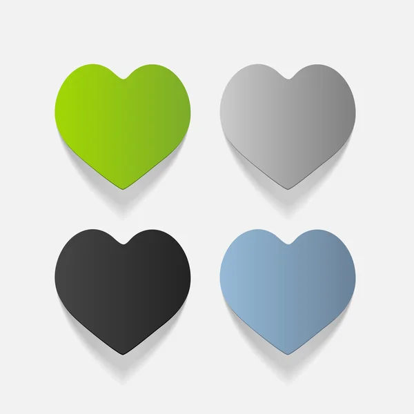 Elementos realistas del corazón del diseño — Vector de stock