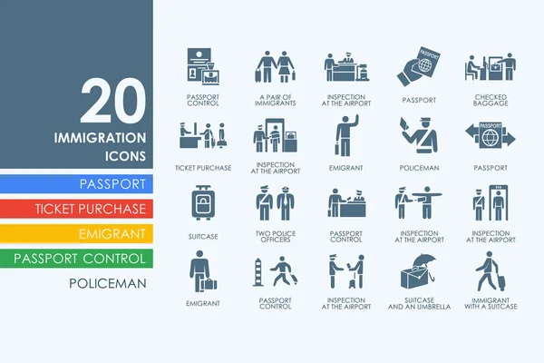 Set of immigration icons — Stock Vector