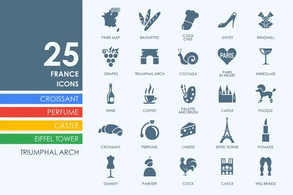 Set of France icons — Stock Vector