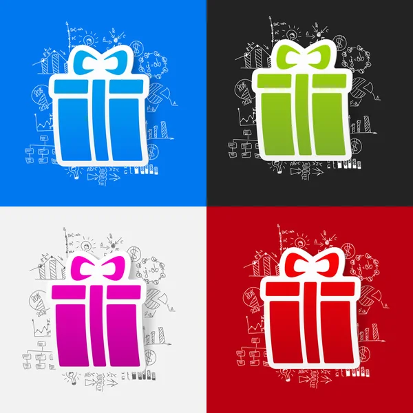 Gift box with drawing business formulas — Stock Vector