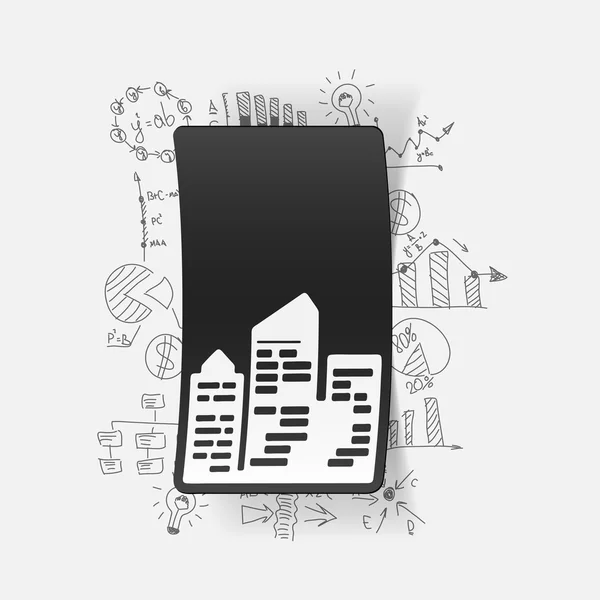 Business formulas with city skyscrapers — Stock Vector