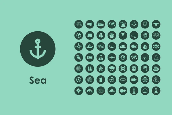 Conjunto de iconos simples mar — Vector de stock