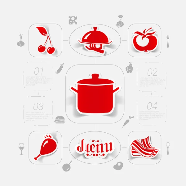 Restaurante rojo pegatina infografías — Vector de stock
